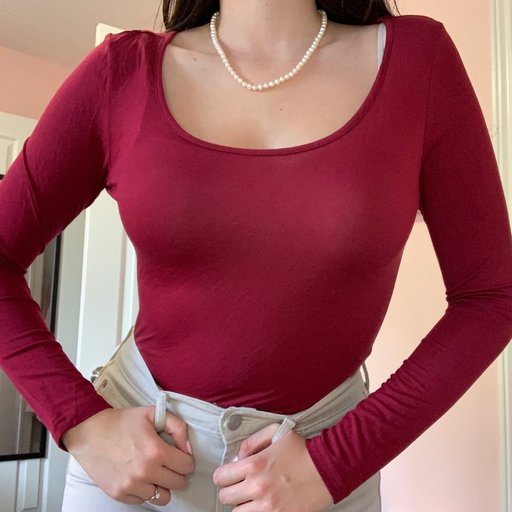 Burgundy long sleeve shirt